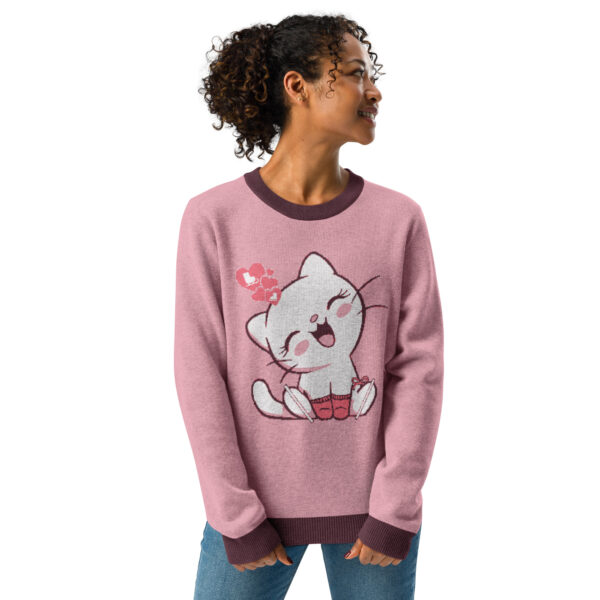 Knitted Happy Kitty crew neck sweater - Image 4